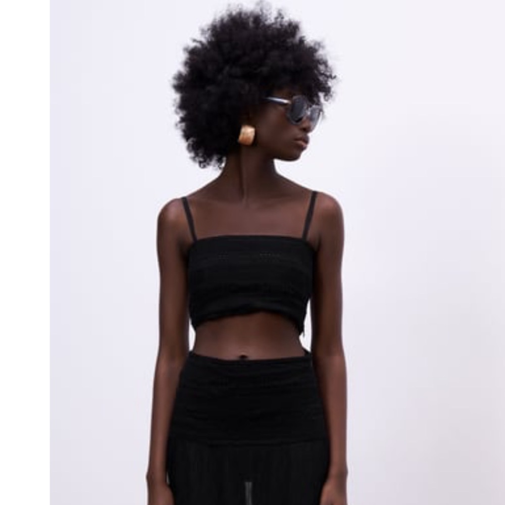 Zara crocheted black crop top